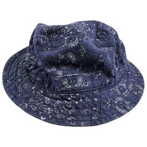 Original Use Bucket Hat Paisley Navy Blue Adjustable Toggle Cord Mens OSFM